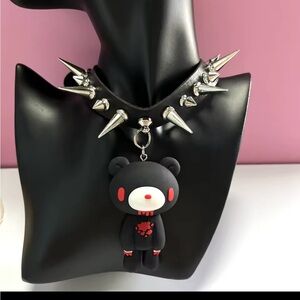 Spiked Choker with Black Bear Pendant